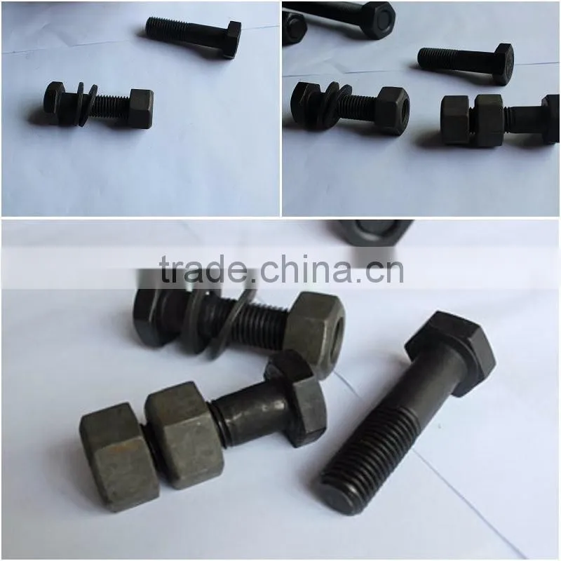 black hex cap bolt with washer and hex nut