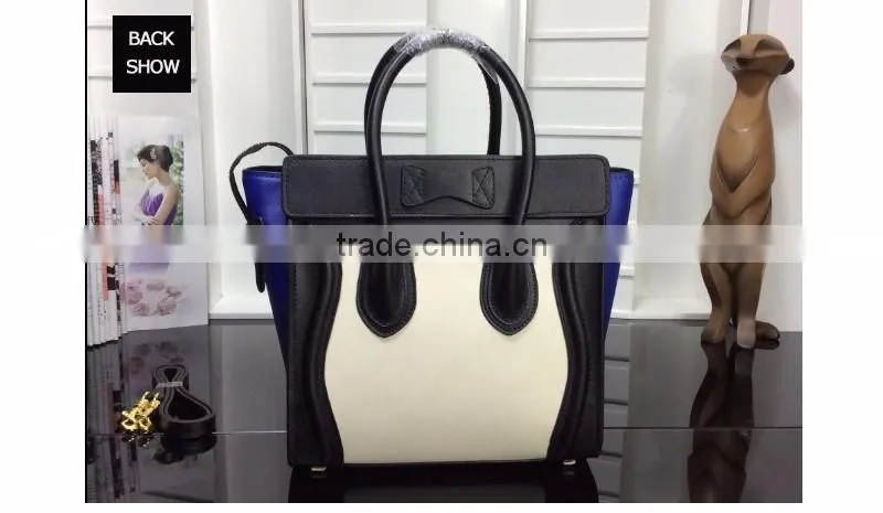 women lady fashion smile face pu leather handbag dropshipping yiwu patchwork handbag