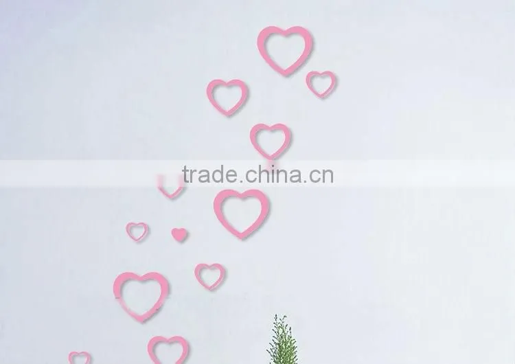 Acrylic Heart-shaped wall stickers/PMMA Wall decoration/Crystal-dimensional wall stickers