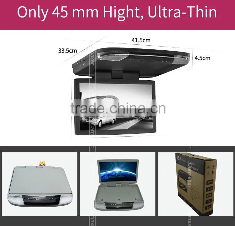 16.4 Inch Flip Down Car monitor With SD/USB slot Adjustable Car Roof Mount dvd player
