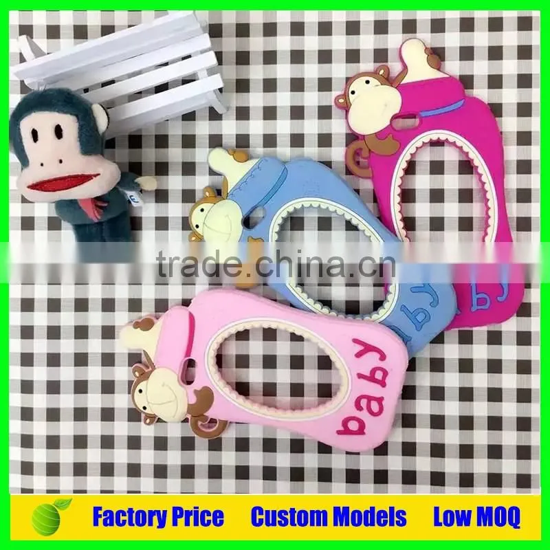 Monkey baby feeder custom Silicone mobile 3d phone case for Iphone 6 6plus cell phone back cover case