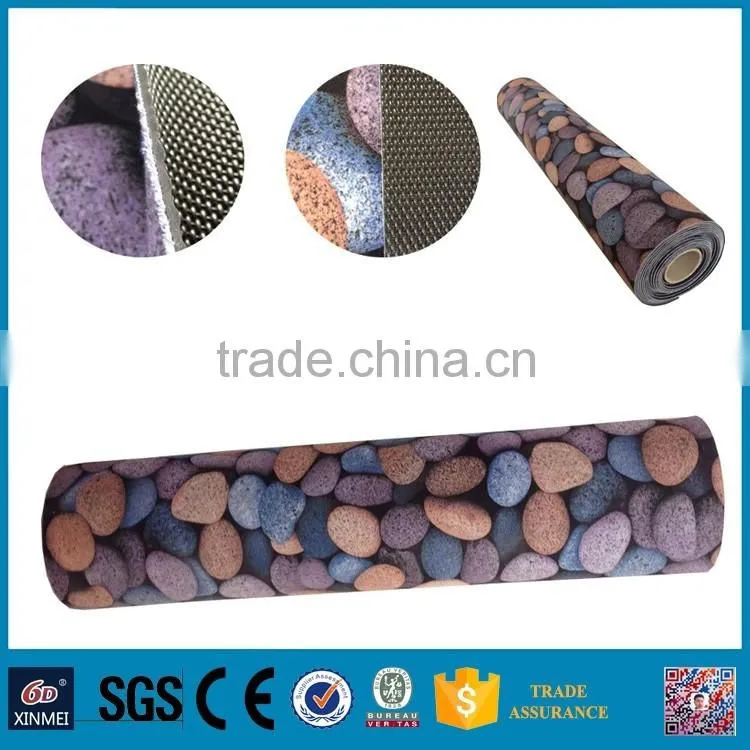 cobblestone printed brushed fabric pvc carpet roll