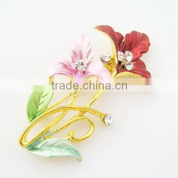Gold platting enamel &crystals flower brooch fashion wholesale brooch pin china yi wu supplier
