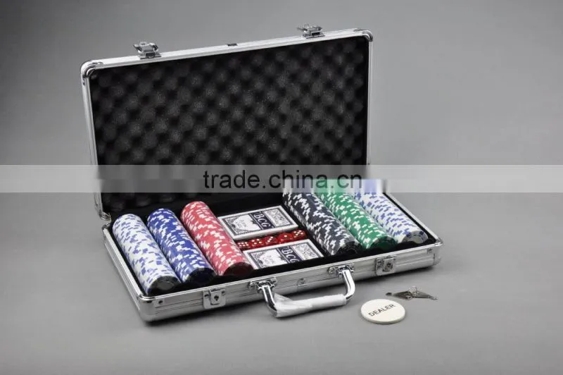 300pcs Poker Chips Set In Casino Style Poker Chip With Color Box +2 Decks Playling Cards