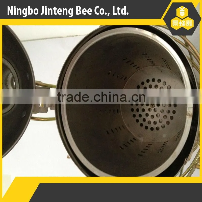 Beekeeping tools stainless steel round cover smoker with leather bellow