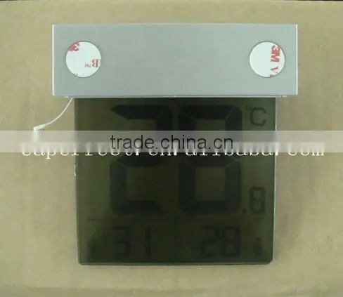 Large LCD display digital solar window thermometer