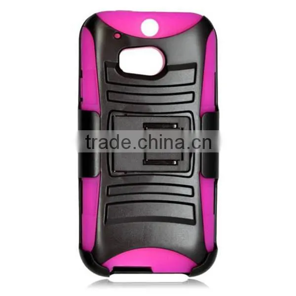 Rugged Hybrid Hard Mobile Phone Case Belt Clip Holster For HTC One M8