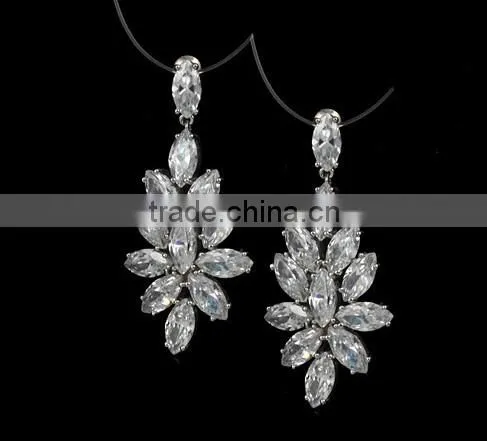 JINSE Exaggerate Fashion Lady CZ Earring Colored Stone