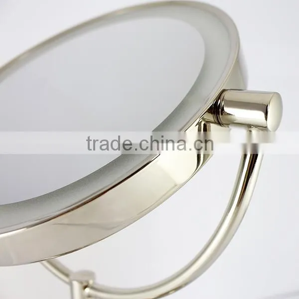 metal compact mirror with lights, free standing table mirror, metal framed mirror, standing rotating mirror, vanity metal mirror
