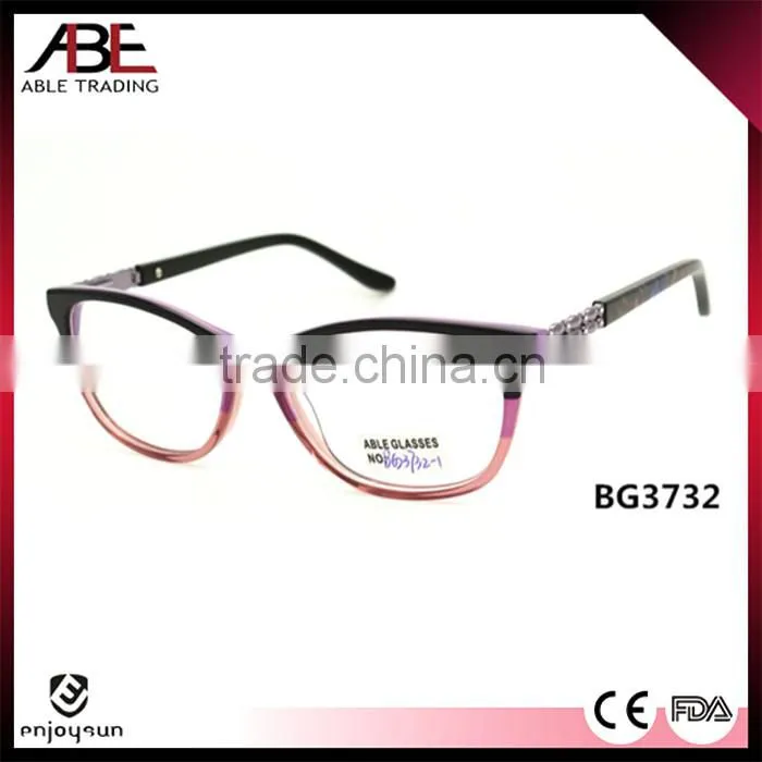2016 double color quality handmade new stylish acetate eyeglasses optical frames optics spectacle made in China oem