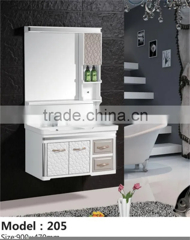 Stainless Steel PVC Bathroom Cabinet,Soild Wood Bathroom Cabinet With Ceramic Basin