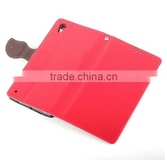 Newest product flip hit color pattern wallet leaf buckle leather case for Sony Xperia Z4 with stand