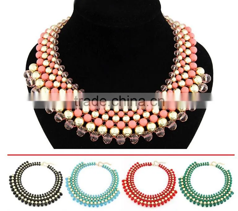 Fashion Jewelry Europe and America Fashion Elegant Shining All-match Crystal and Resin Alloy Charm& Statement Necklace in Stock