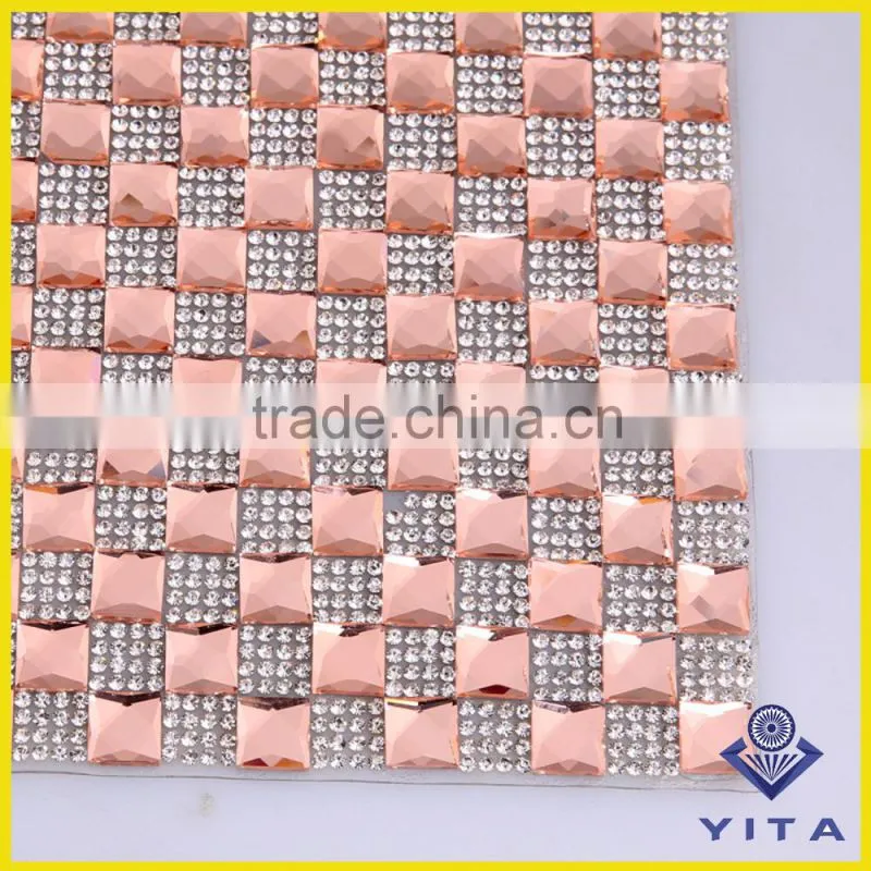 Wholesale 24x40cm Square Hotfix Adhesive Rhinestone Mesh Sheet For Shoes