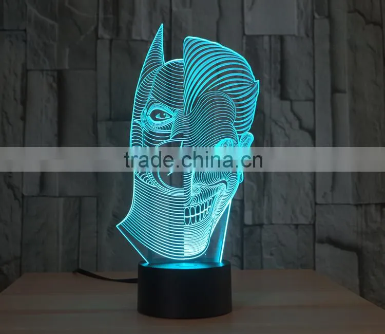 double-faced shape led night light lamp 3d acrylic illusion table touch night light for children kids baby led lamp