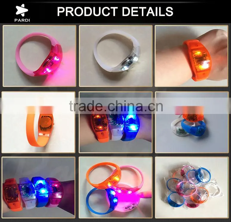 Sound or Motion active sensor LED Silicon Wristbands Bracelets