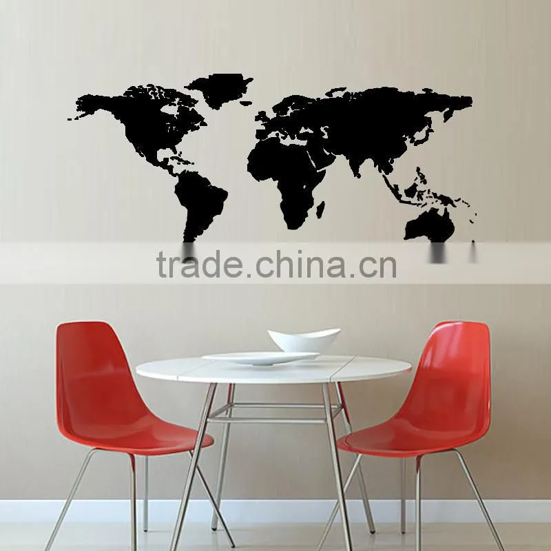 New design world map wall sticker,5d home decor pvc wall sticker,black pvc 3d wall sticker