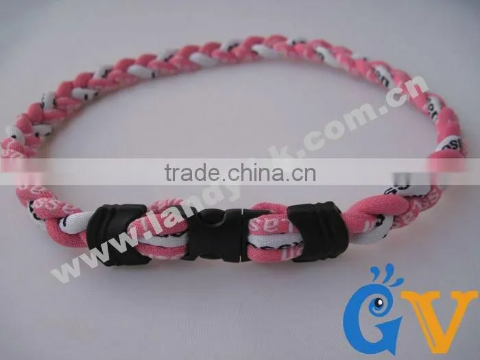 Cheap Tri Braided Weave Titanium Sports men silicone rubber necklace