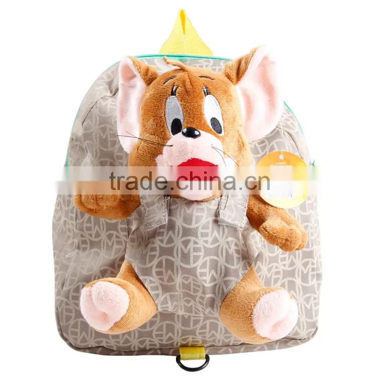 2015 New arrive nova brand kids school bag with plush mouse toys on the back chlidren bag