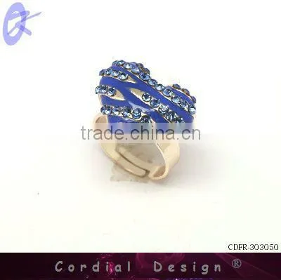 new hot sale wholesale fashion big heart rhinestone cheap ring
