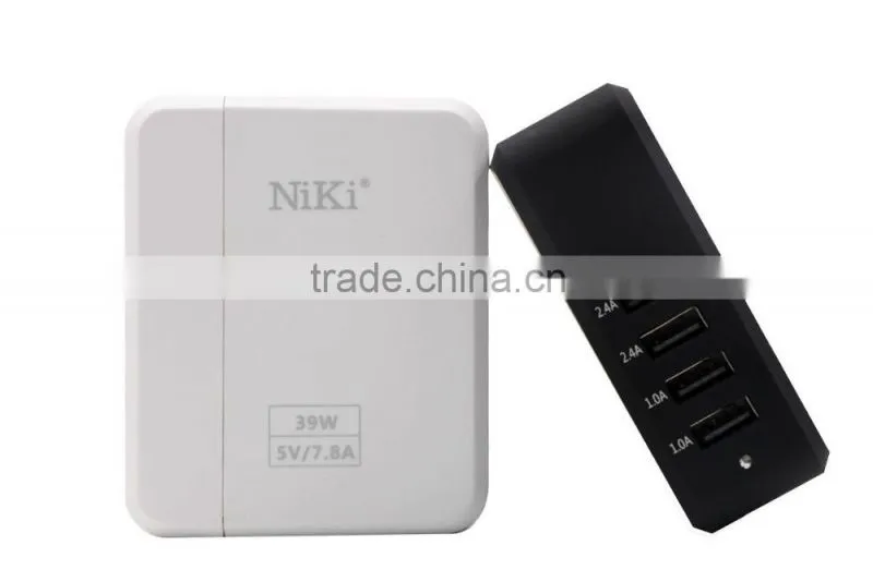 Travel 4 Ports 6.8A USB Hub Wall Charger for Tablet,iPad,Mobile Phone