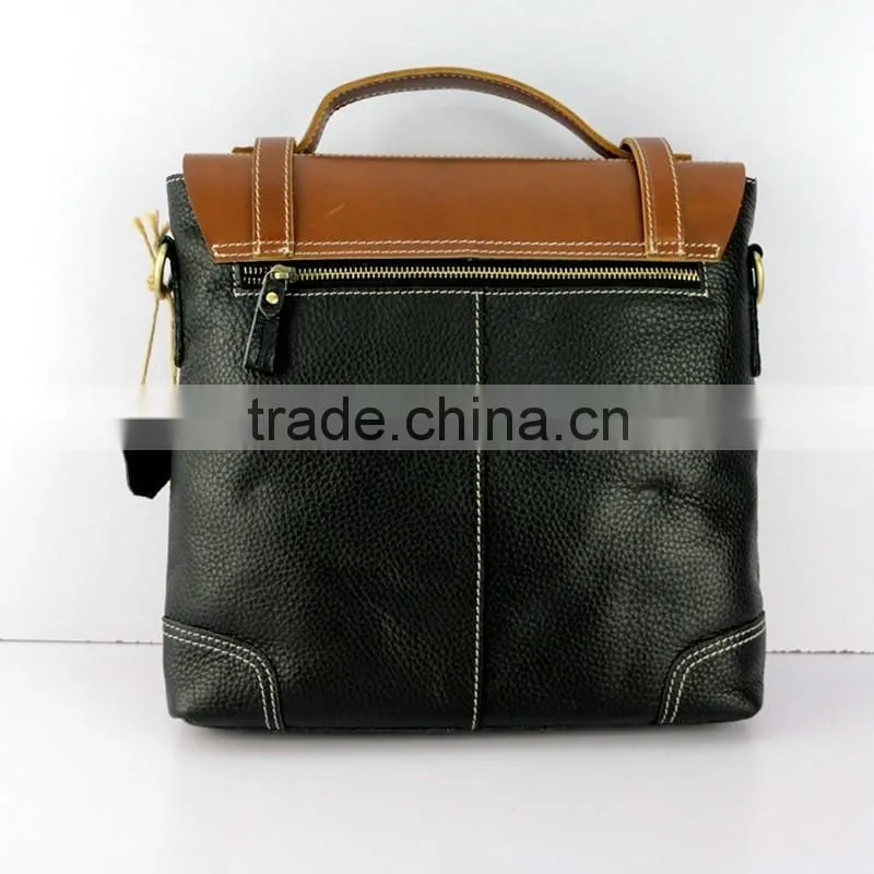 China supplier low price fashion men black genuine leather briefcase