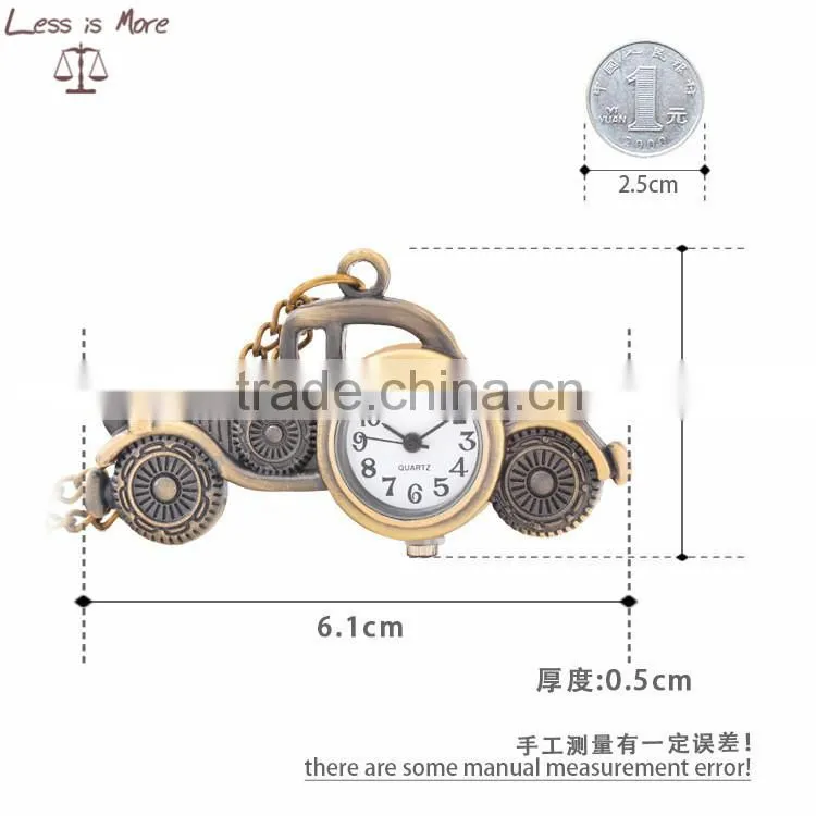 2015 Antique pocket watches ,brass color car watch necklace