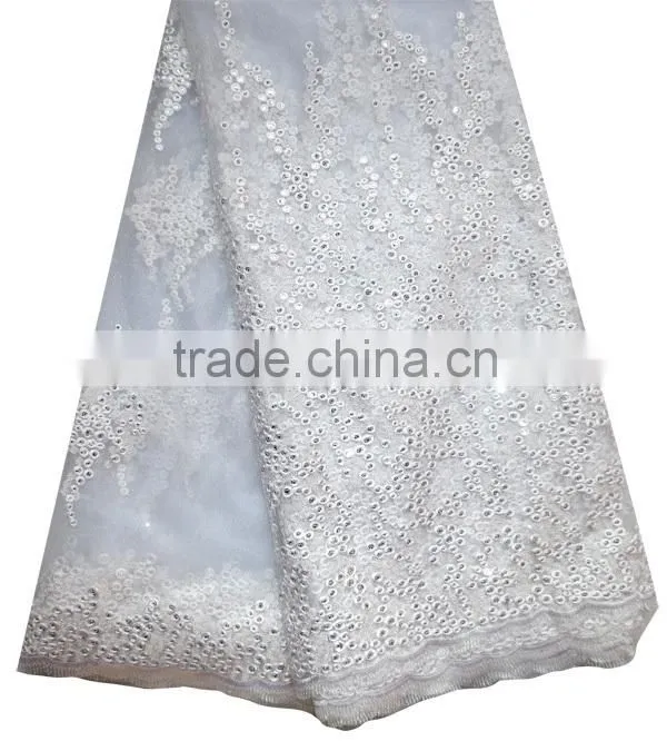 2015 fushia french lace with sequins for lady cotton french net lace