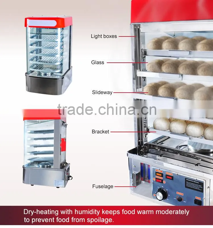Commercial Stainless Steel Electric Curved Food Steamer Display Cabinet Mechanical Type