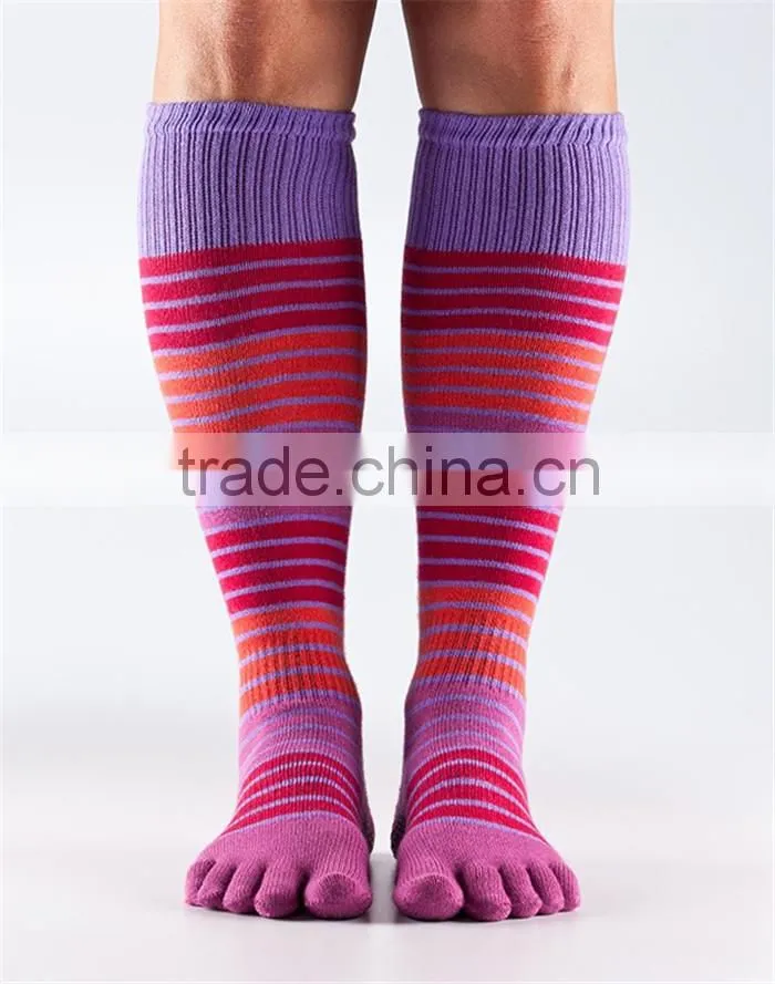 knee high cotton toe women five fingers socks
