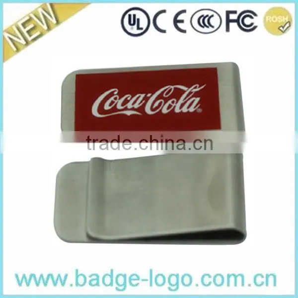 High-quality stainless steel logo money clip/ stainless steel money clip supplier