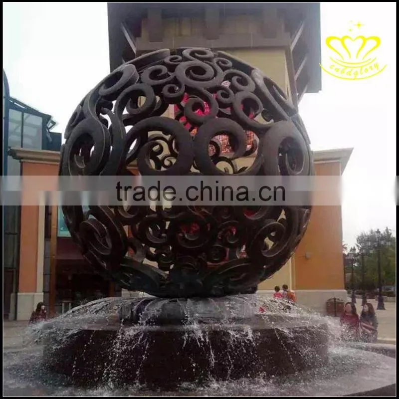 Upscale mall theme bronze sculpture square stainless steel hollow ball Art