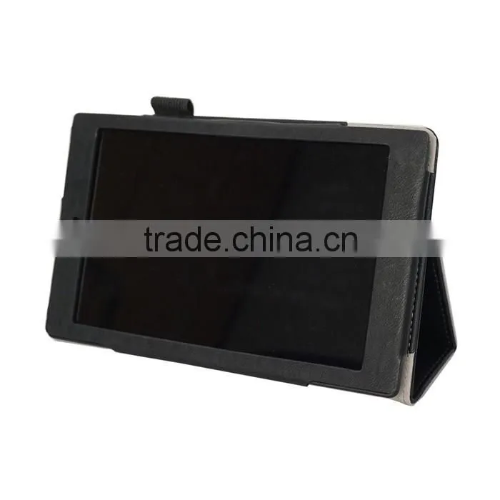 Factory Direct Pricing Cow Leather Covers Multifunctional Case for Kindle Fire HD 8(2015 Version) with Built in Stand,Hand Strap
