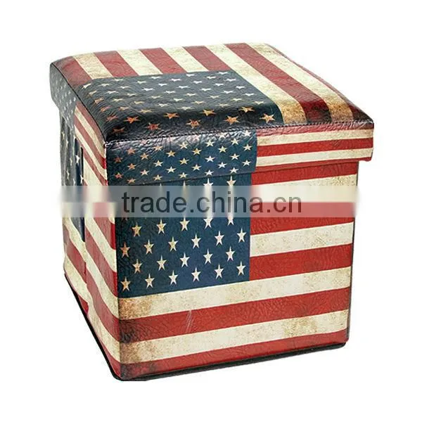 2016 Hotsales Vintage Folding Storage Stool Seating Box Ottaman