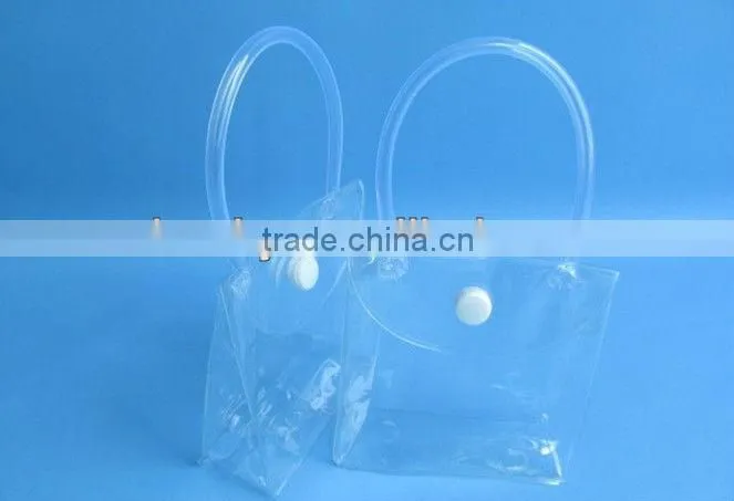 Customized mini plastic travel pocket bag with carrier handle