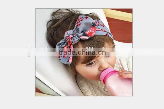 15 inch new children baby printing knotted hair band Europe rabbit ears headband simple Bohemia fashion hair ornaments
