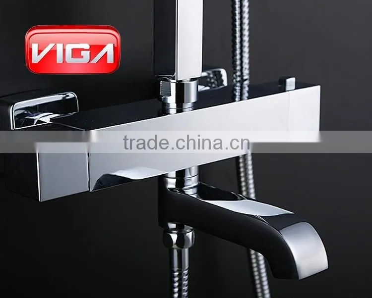 Square rain shower set bathroom thermostatic shower column faucet