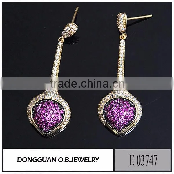 seoul stone jewelry cubic zirconia earrings gold and rhodium plated cheap earring
