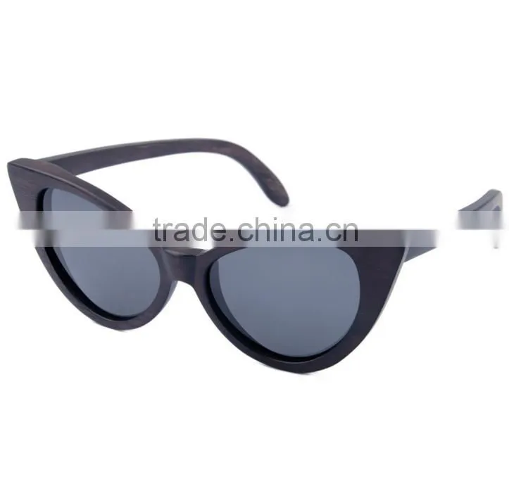 Vintage butterfly shape frame natural wood sunglasses with custom logo