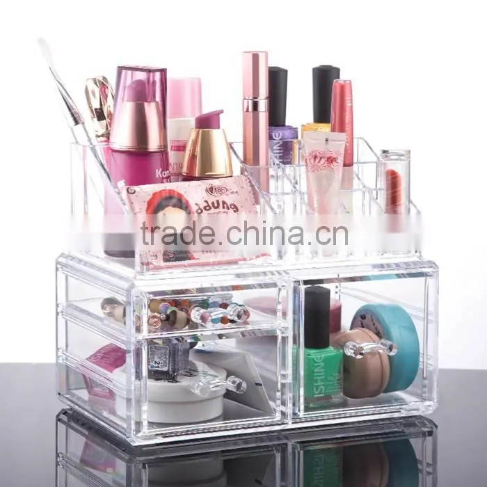 Promotional acrylic cosmetic makeup and jewelry storage case display