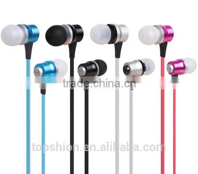 2015 new products hot selling earphone colorful in-ear earphones with flat cable