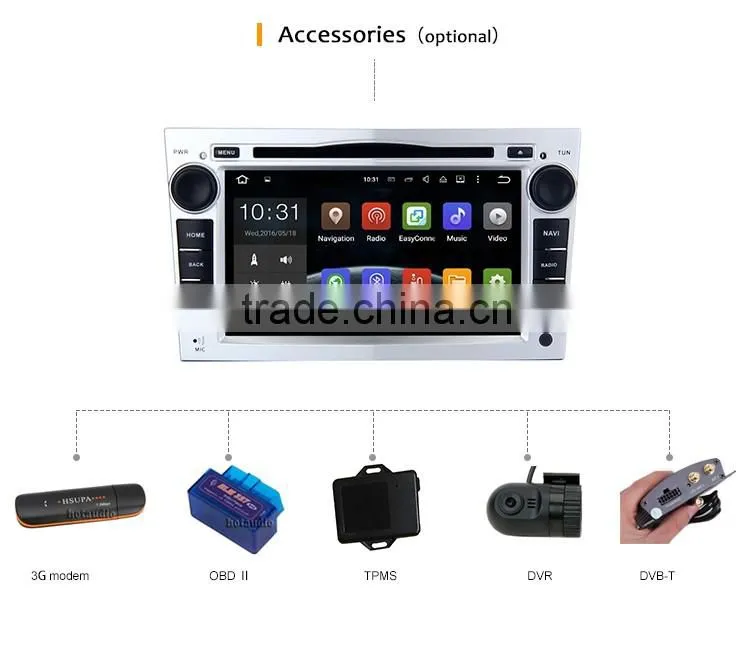 Cheap DDR3 1GB Internal Storage touch screen car dvd player with GPS for opel