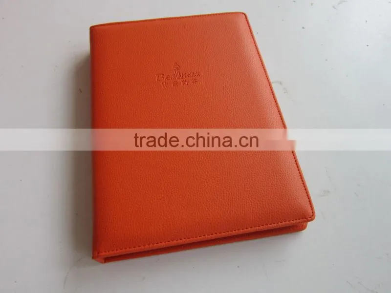 High Quality Orange Leather PU Notebook With Soft Cover