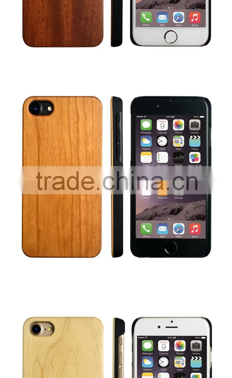 For iPhone 7 Phone Back Real Wooden Case Cover