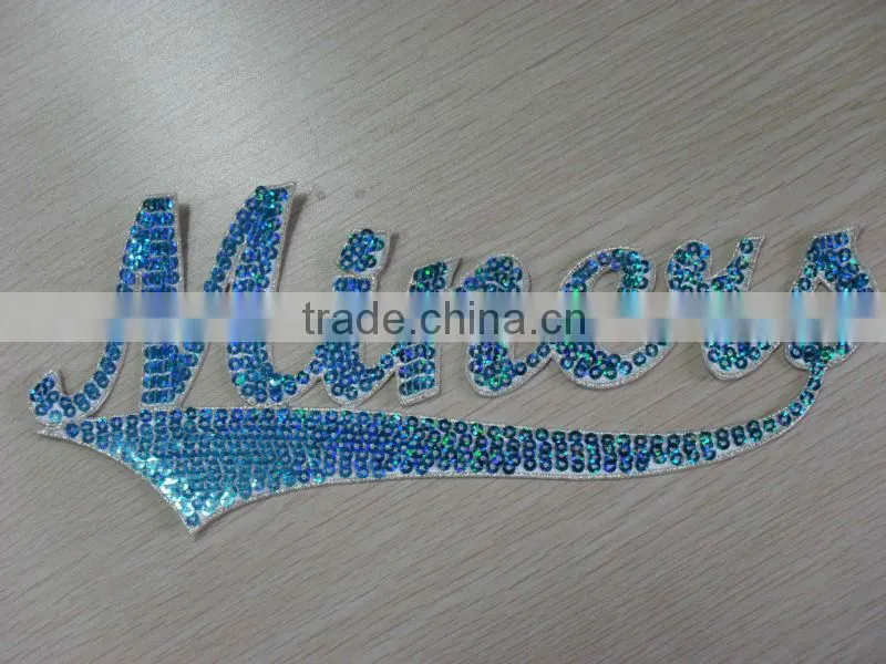 Different kinds sequin embroidered alphabet patch