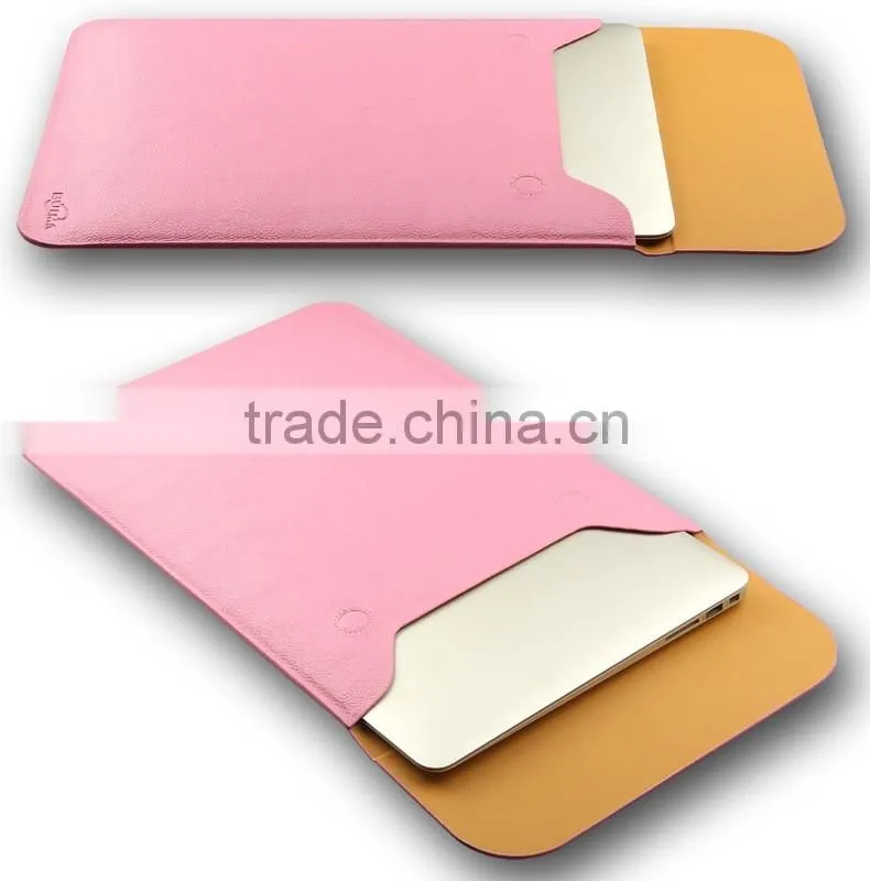 Hot PU Leather Laptop Sleeve Case For MacBook Air 11",AIR 13",Retina 12,13.3,15.4 inch,Envelope Bag