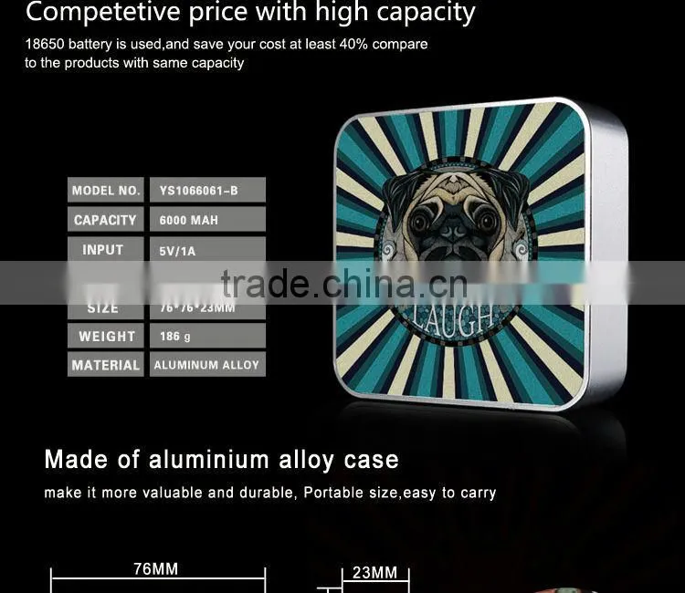 Free Logo! Portable 7800mah dog pattern mobile power bank with color customizable
