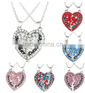 Wholesale Cheap Heart Disc Necklace for Mother's Day/Golden color Mothers day necklace