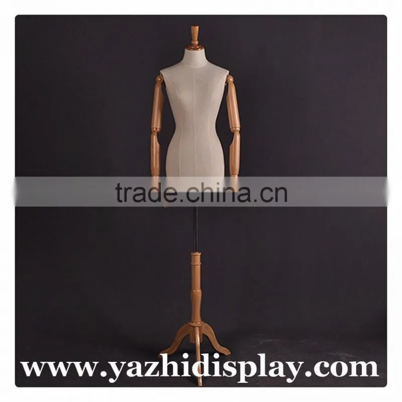 Full-body tailors dummy female mannequin with wooden arm for wedding dress display
