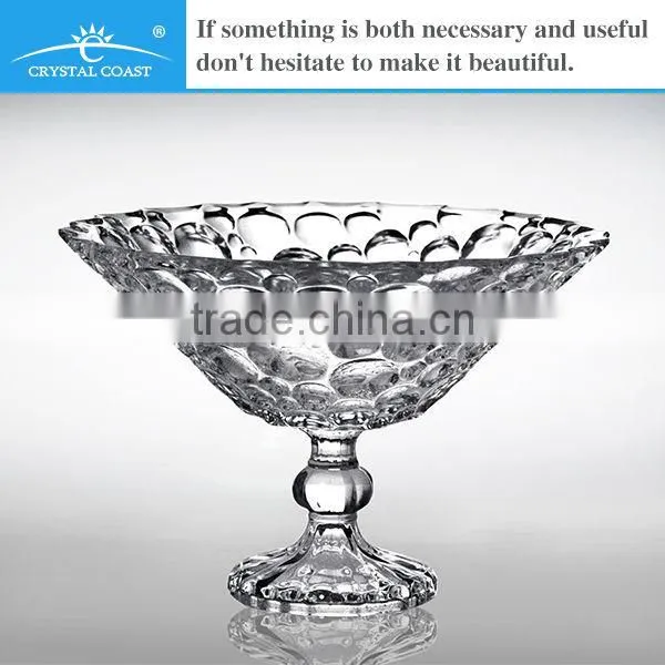 custom made clear round transparent footed plate